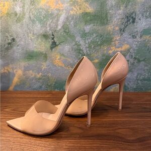 GIANVITO ROSSI
Bree leather and PVC peep-toe pumps 105 mm